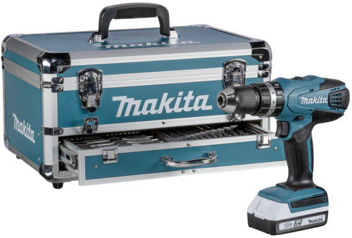 pack atornillador Makita HP457DWEX4 con maletin de accesorios